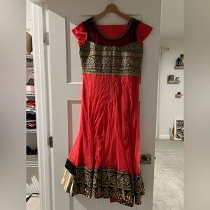 Elegant Red and Gold Dress